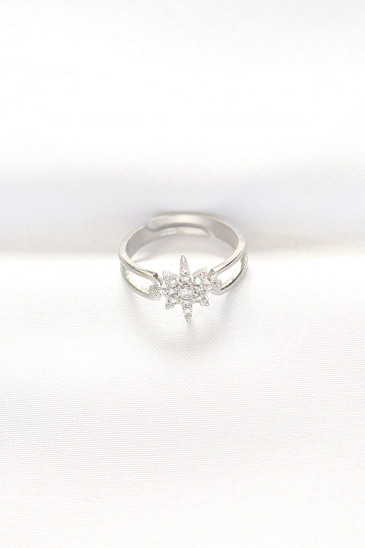 EBJ Silver Color North Star Adjustable Ring with Zircon Stone - Ripollet
