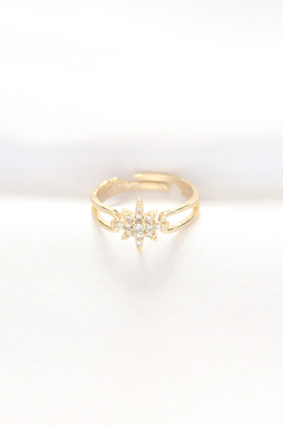 EBJ Gold Color North Star Adjustable Ring with Zircon Stone - Freeport