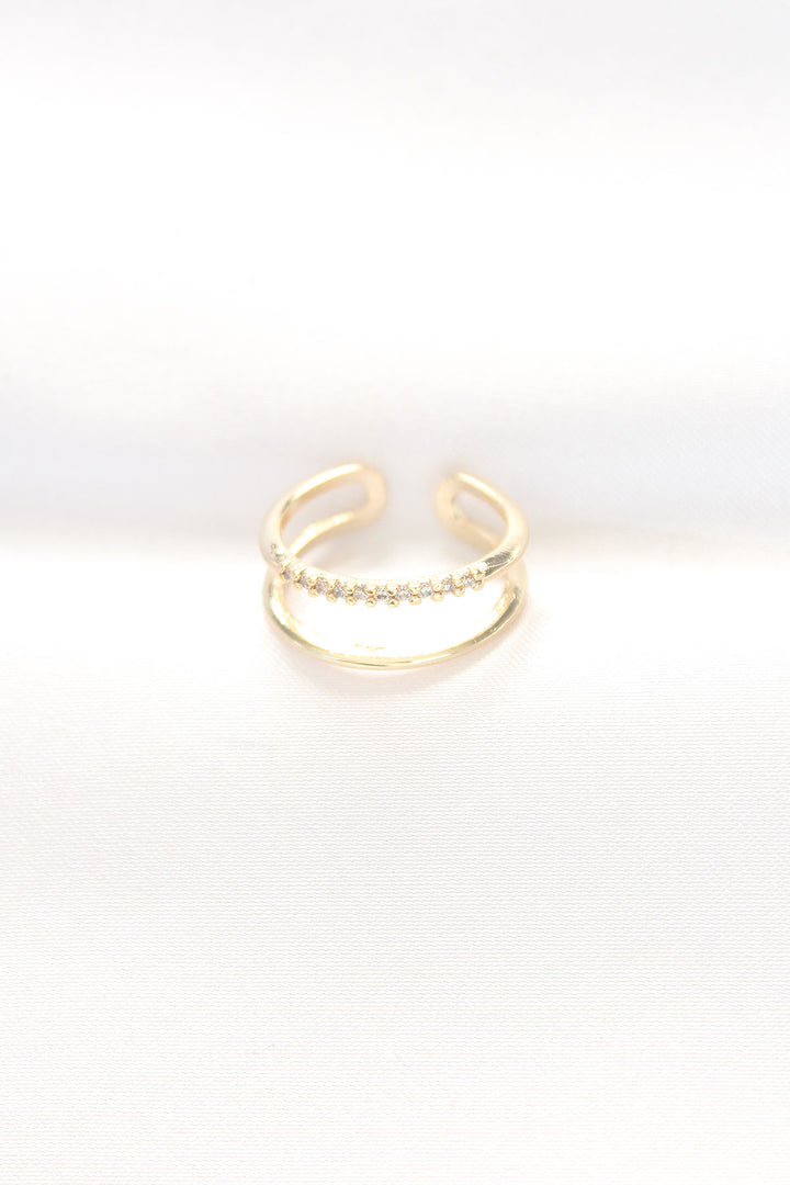 EBJ Adjustable Ring with Gold Color and Waterway Design in 2-Piece Appearance - Kovel