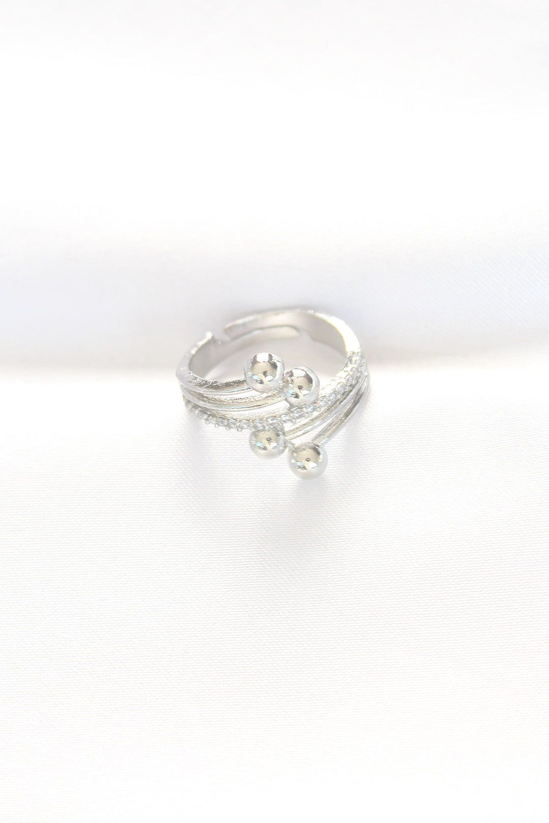 EBJ Topçuk Model Zircon Stone Silver Color Adjustable Ring - Lombard