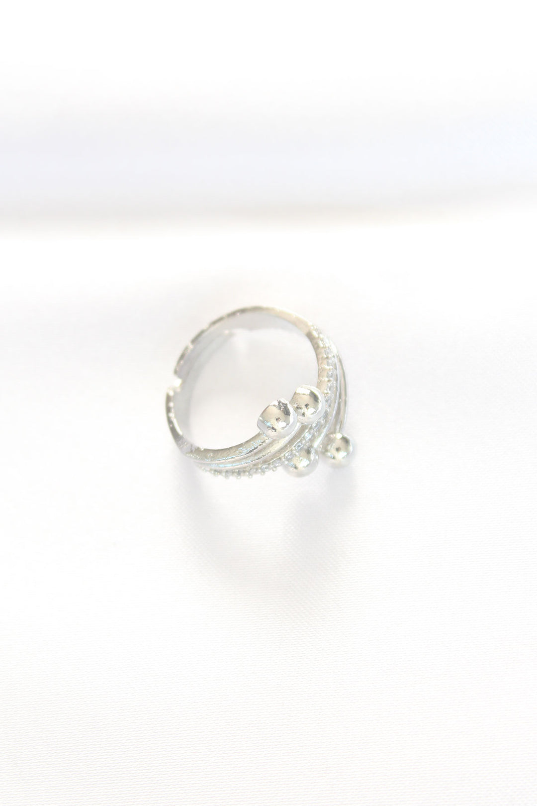 EBJ Topçuk Model Zircon Stone Silver Color Adjustable Ring - Lombard