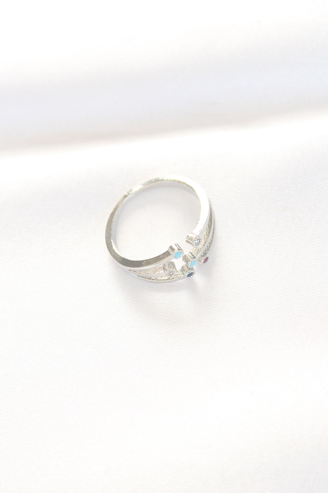 EBJ Adjustable Ring with Colorful Zircon Stone in Silver Color - St. Charles