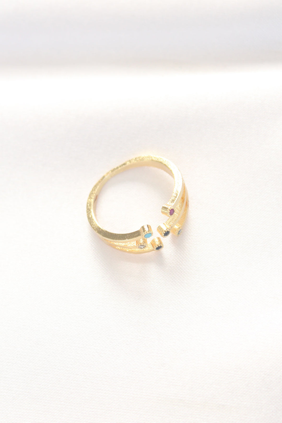 EBJ Colorful Zircon Stone Gold Adjustable Ring - Frontera