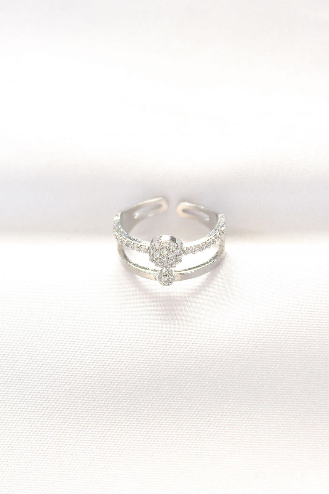 EBJ Adjustable Ring with 2-Piece Ball Design in Silver Color - San Juan