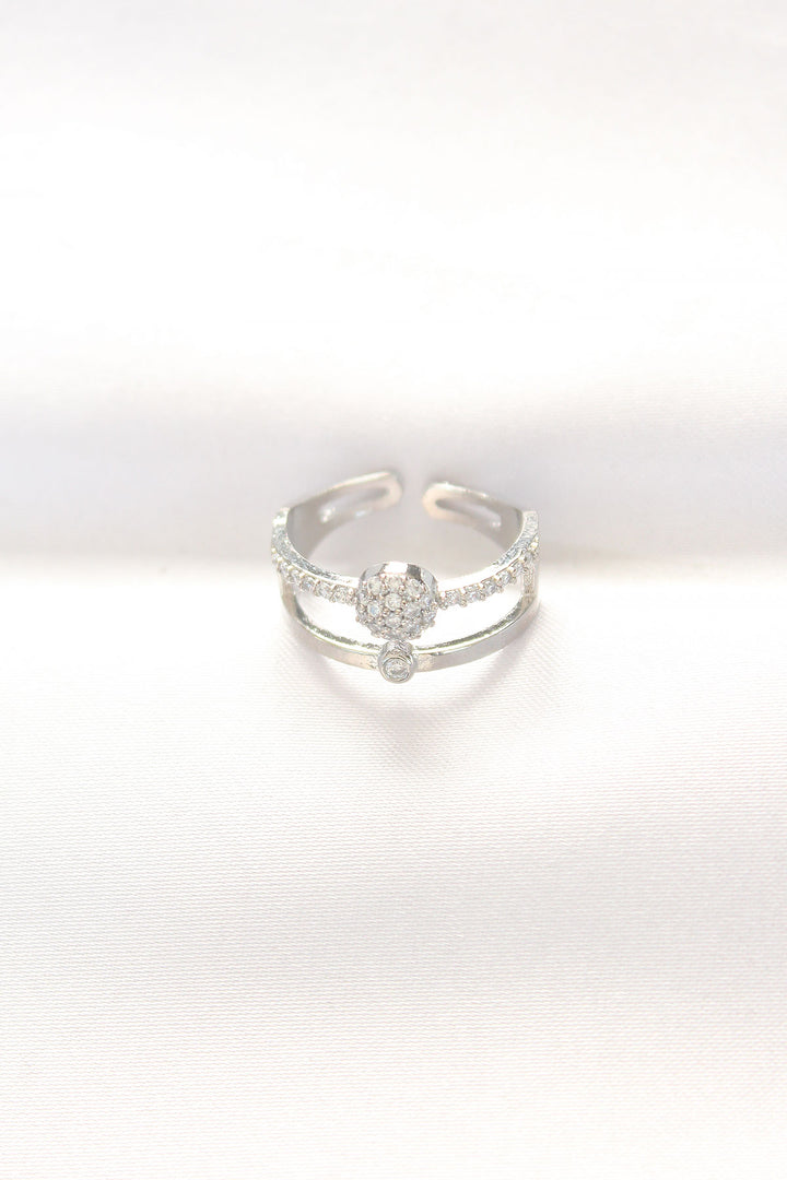 EBJ Adjustable Ring with 2-Piece Ball Design in Silver Color - San Juan