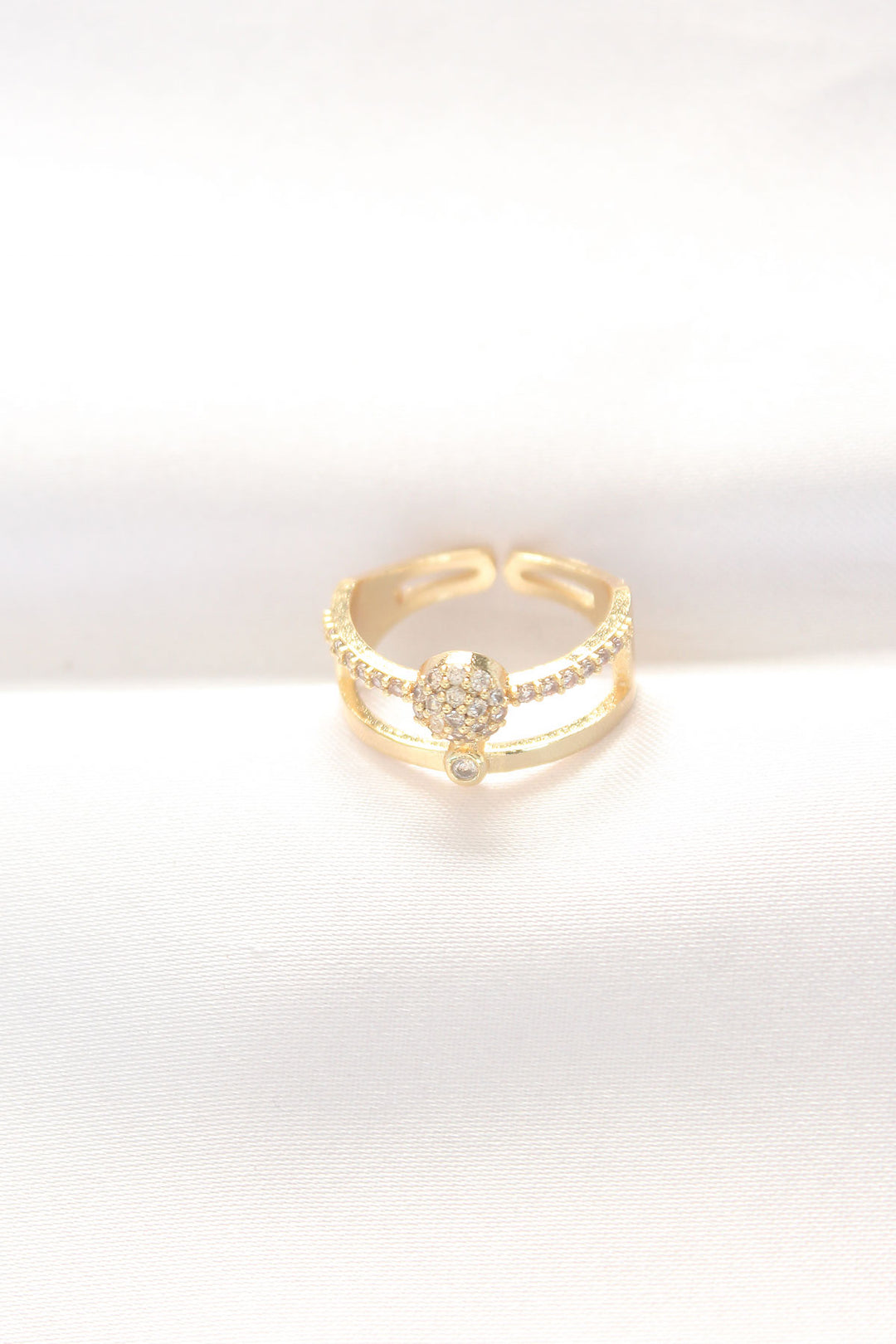 EBJ Adjustable Ring with 2-Piece Ball Design in Gold Color - San Clemente