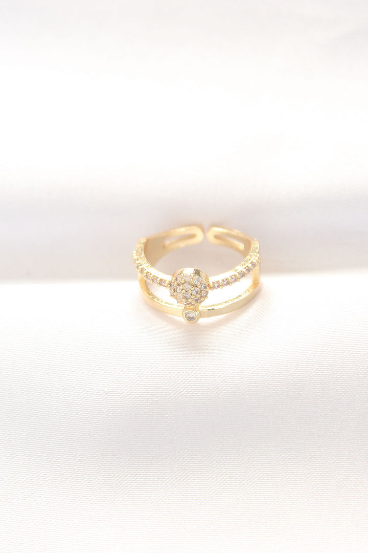 EBJ Adjustable Ring with 2-Piece Ball Design in Gold Color - San Clemente