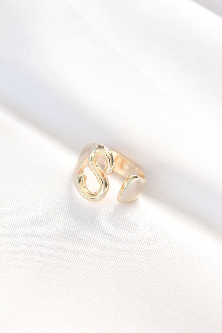 EBJ Adjustable Gold Color Ring with S Initial - Schwäbisch Gmünd