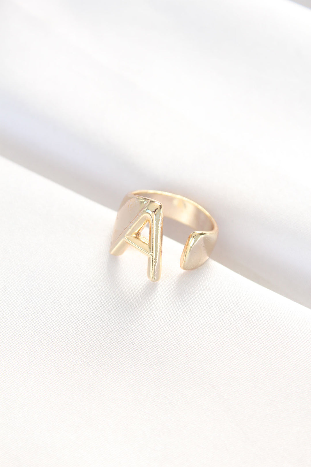 EBJ A Letter Gold Color Adjustable Ring - Tepic