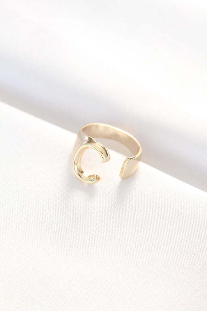 EBJ Adjustable Gold Color Ring with C Initial - Alhaurín de la Torre