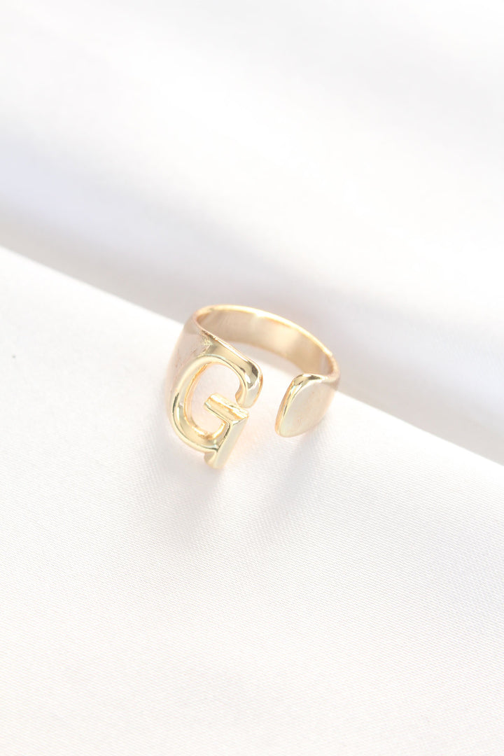 EBJ Adjustable Gold Color Ring with G Initial - Lacey