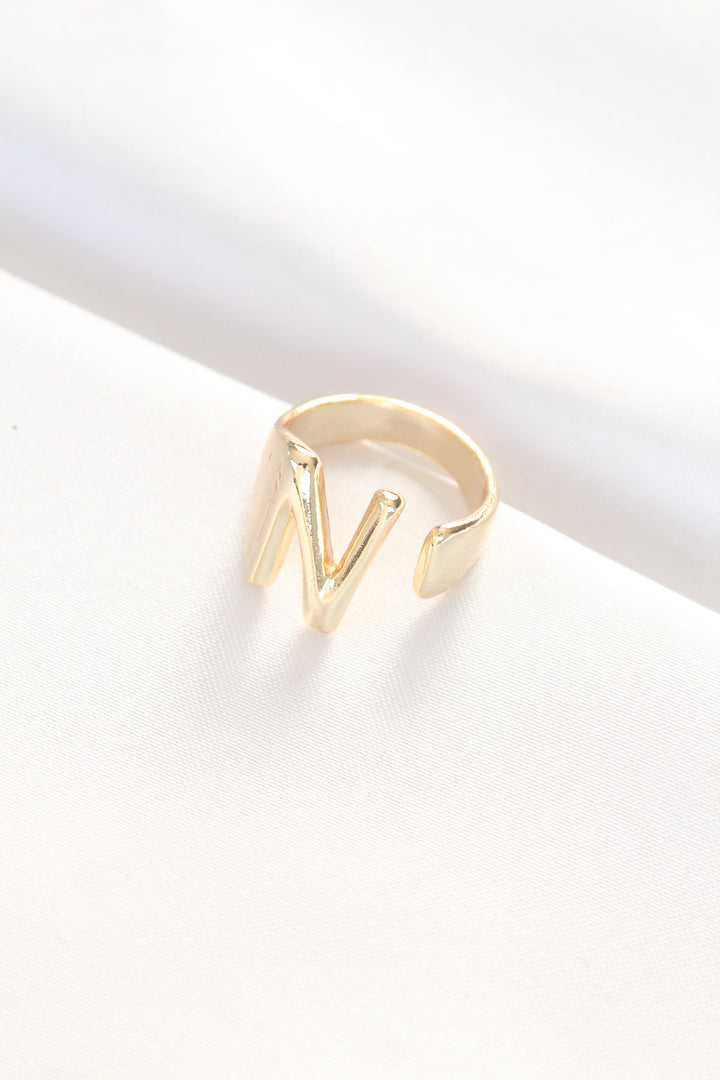 EBJ Adjustable Gold Color Ring with N Letter - Villagarcía de Arosa