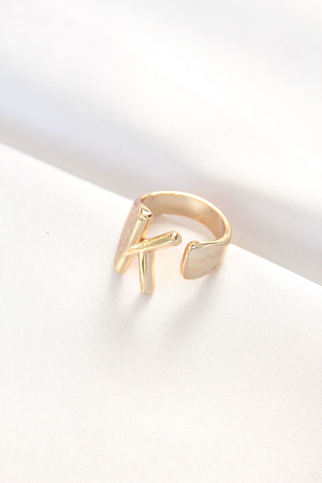 EBJ Gold Adjustable Ring with K Initial - Roseville