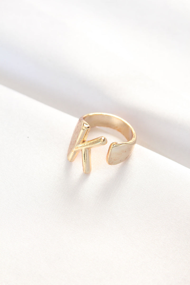 EBJ Gold Adjustable Ring with K Initial - Roseville