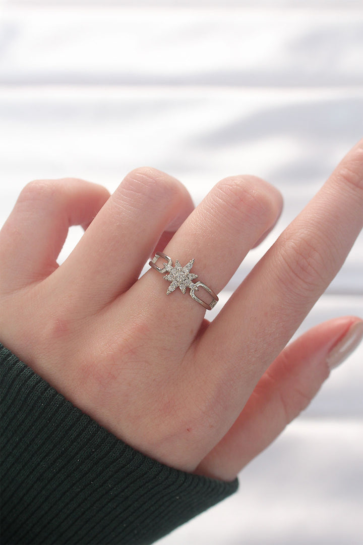 EBJ Silver Color North Star Adjustable Ring with Zircon Stone - Ripollet