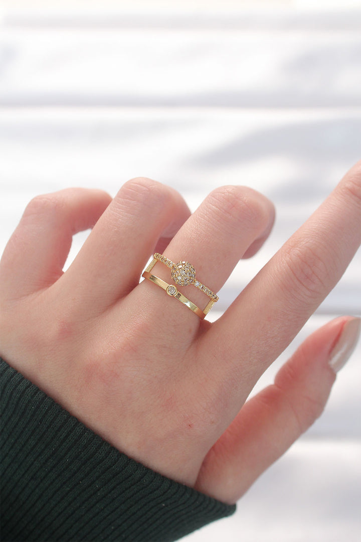 EBJ Adjustable Ring with 2-Piece Ball Design in Gold Color - San Clemente