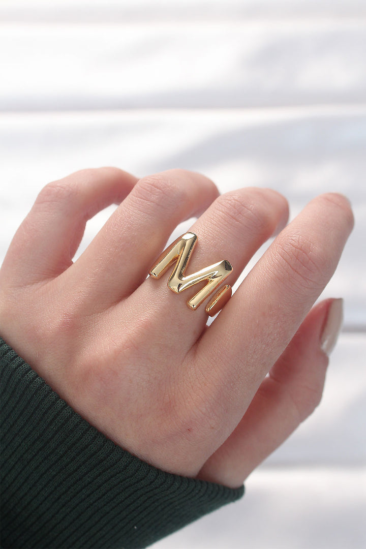 EBJ Adjustable Gold Color Ring with Letter M - Genk