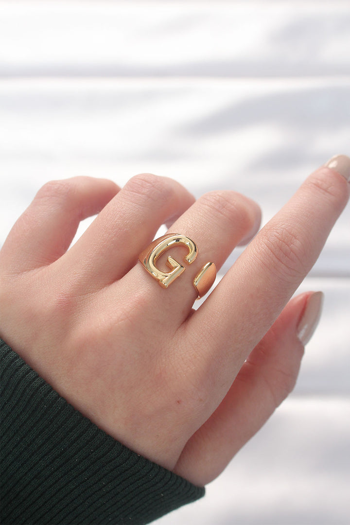 EBJ Adjustable Gold Color Ring with G Initial - Lacey