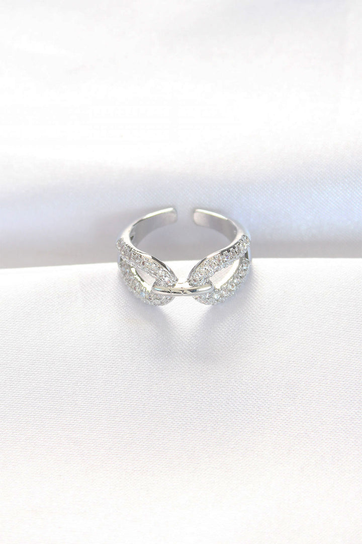 EBJ Adjustable Ring with Zircon Stone in Silver Color - Six-Fours-les-Plages