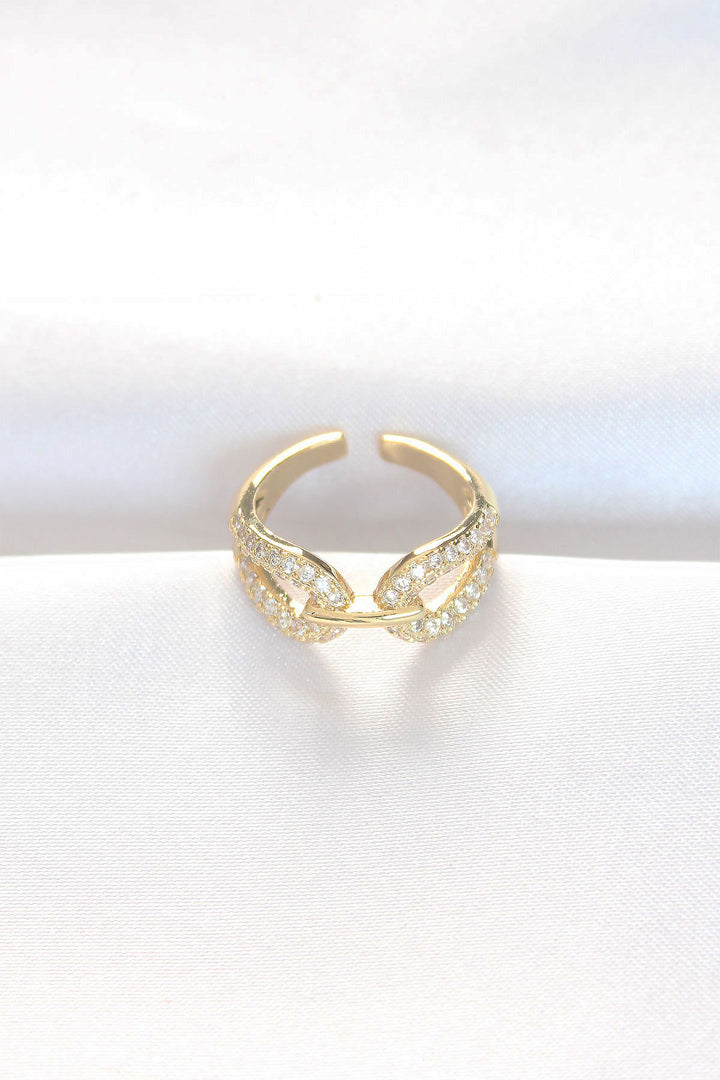 EBJ Adjustable Ring with Zircon Stone in Gold Color - Madera