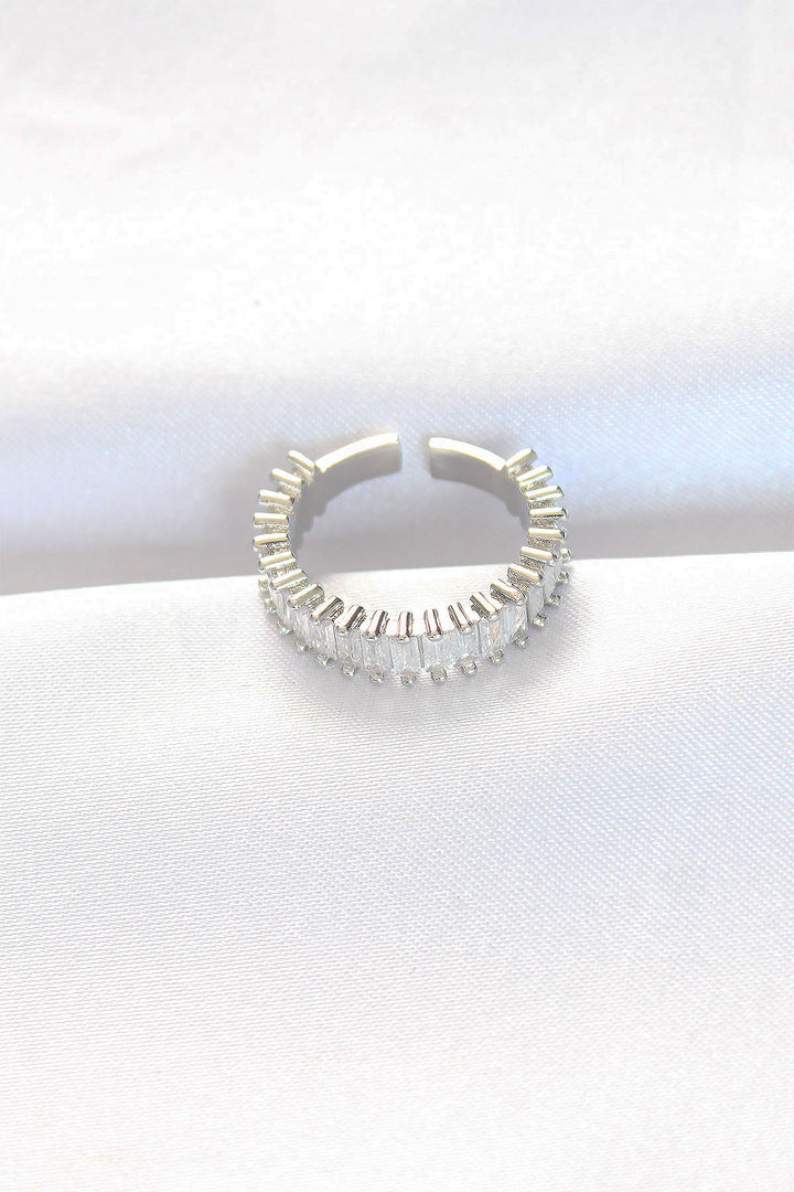EBJ Adjustable Ring with Sequential Baguette Stone Silver Color - Câmara de Lobos
