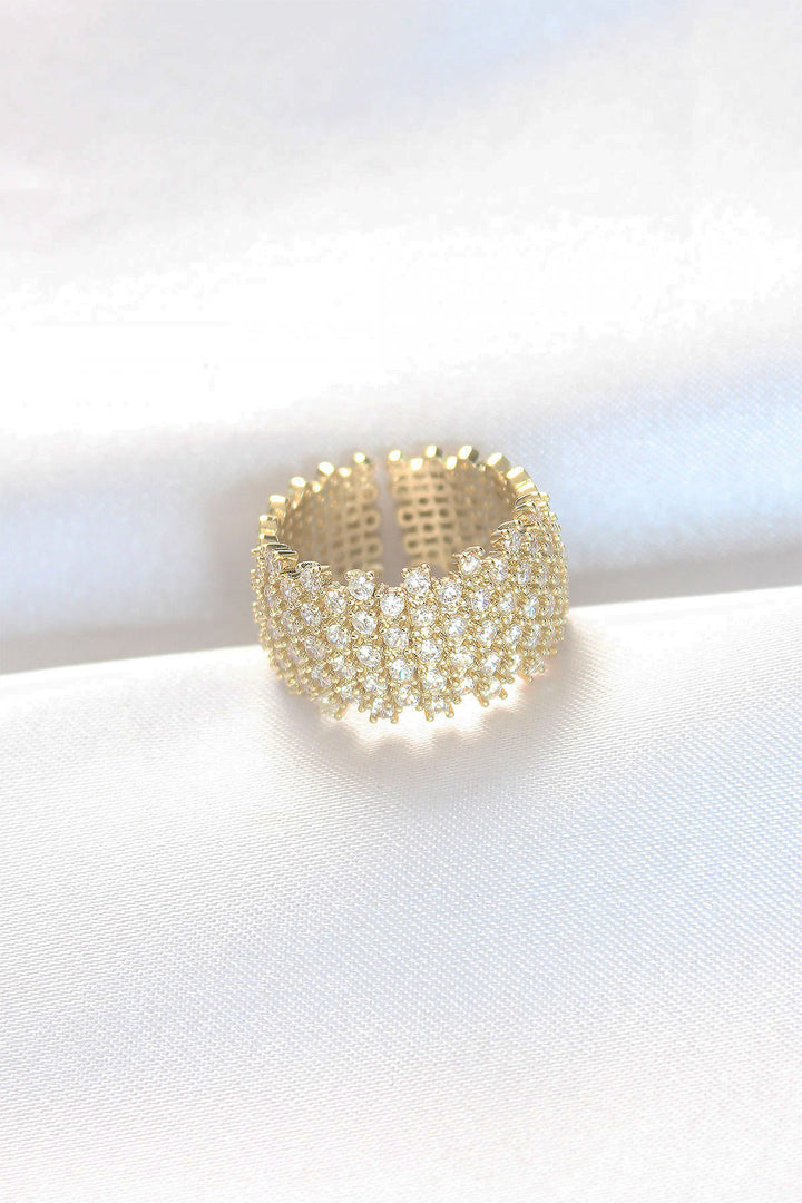 EBJ Zircon Stone Coated Gold Color Adjustable Thick Ring - Shakhtarsk