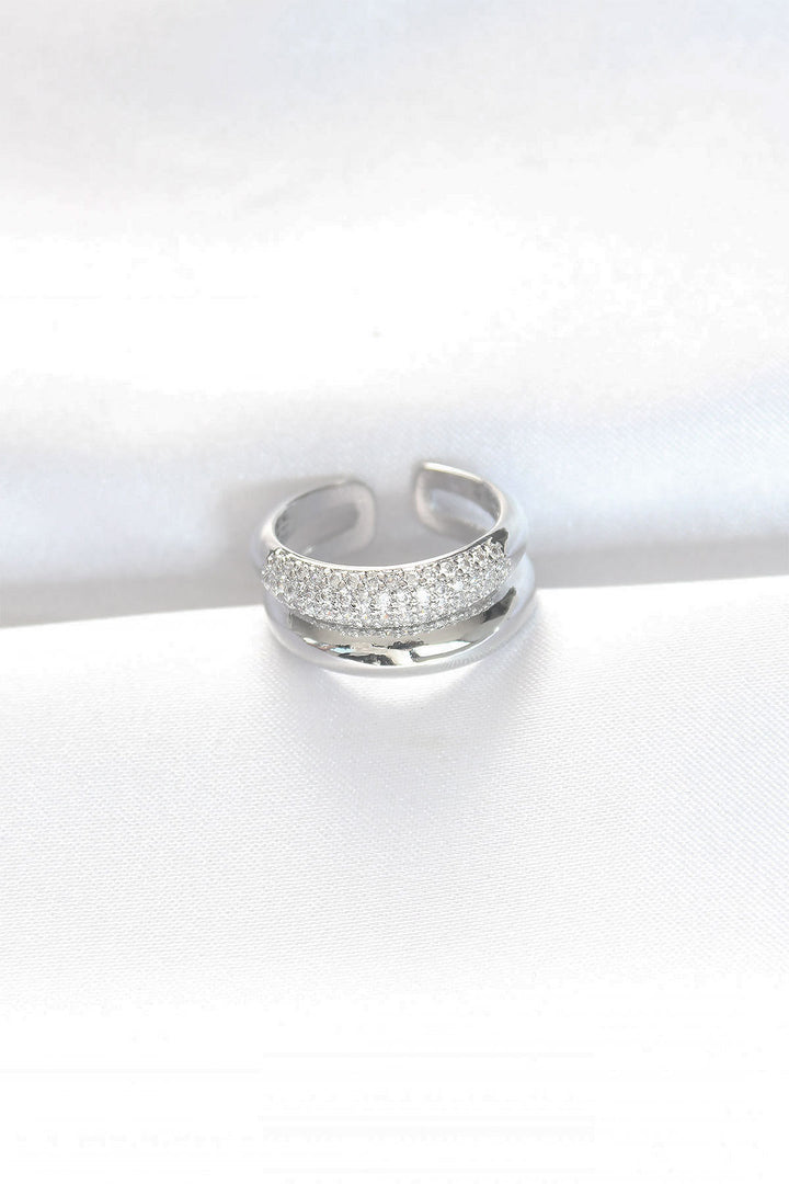 EBJ Adjustable Dome Ring with 2 Zircon Stones in Silver Color - Ballarat