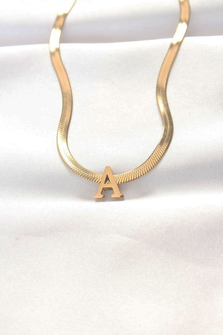 EBJ 316L Steel A Letter Gold Color Italian Chain Necklace - Indianapolis