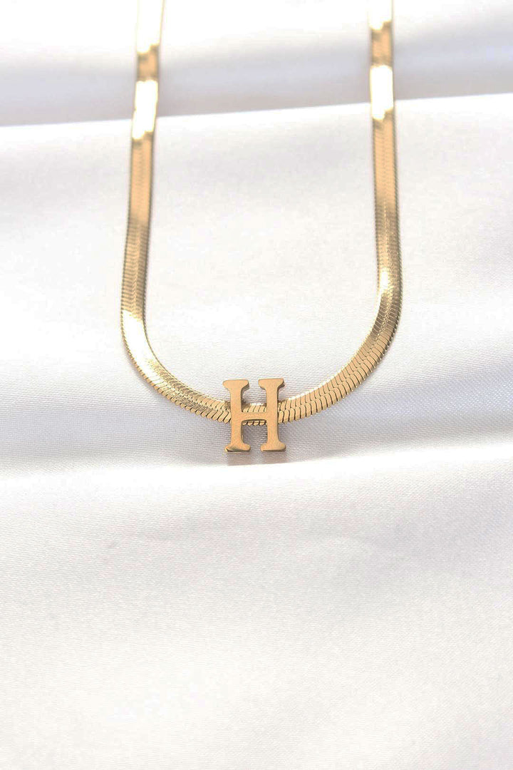 EBJ 316L Steel H Letter Gold Color Italian Chain Necklace - Mission