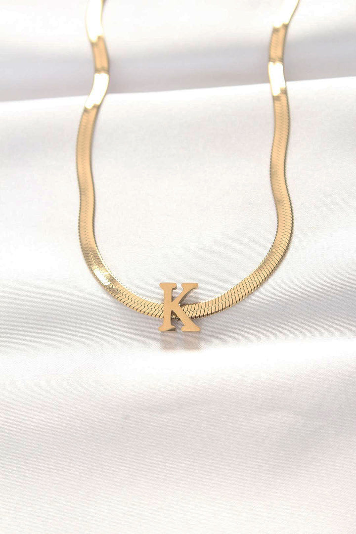 EBJ 316L Steel K Letter Gold Color Italian Chain Necklace - Bridgeport