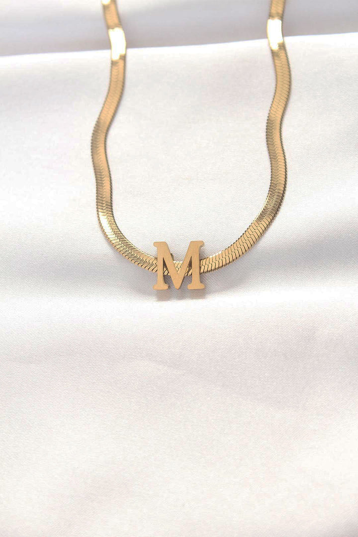 EBJ 316L Steel M Letter Gold Color Italian Chain Necklace - Syracuse