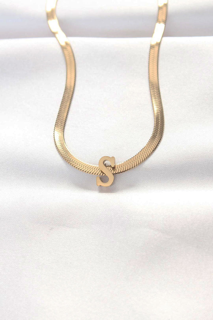 EBJ 316L Steel S Letter Gold Color Italian Chain Necklace - Egg Harbor