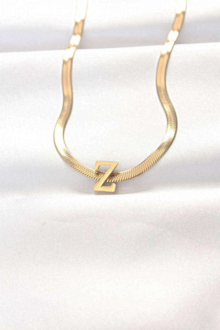 EBJ 316L Steel Z Letter Gold Color Italian Chain Necklace - Anzio