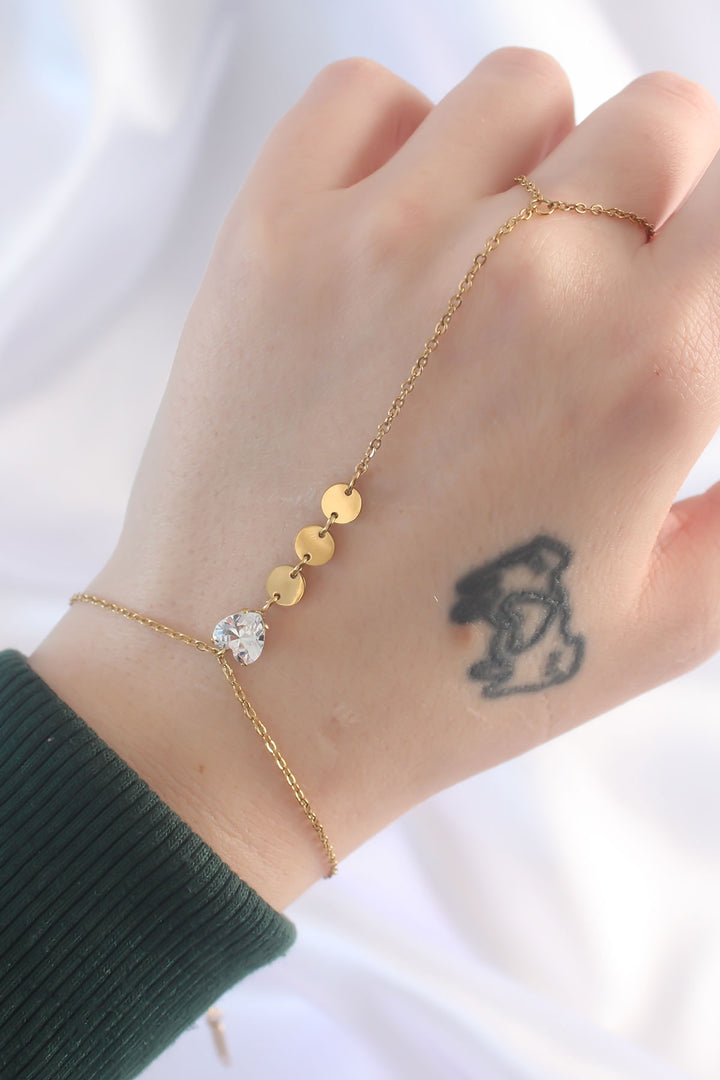 EBJ 316L Steel Zircon Stone Gold Color Heart Designed Şahmeran - Albacete