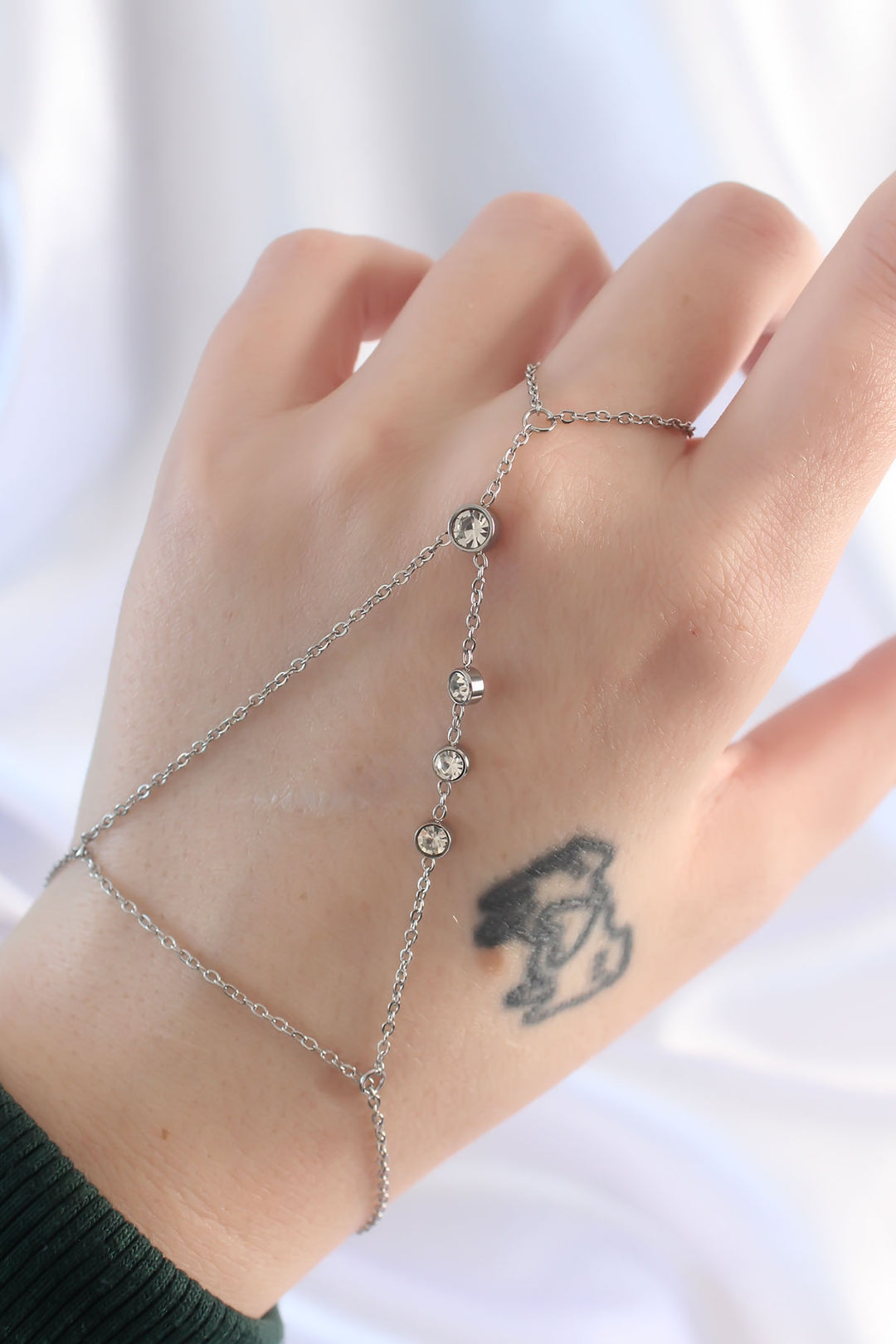 EBJ 316L Stainless Steel Zircon Stone Silver Color Waterway Designed Şahmeran - Tiel