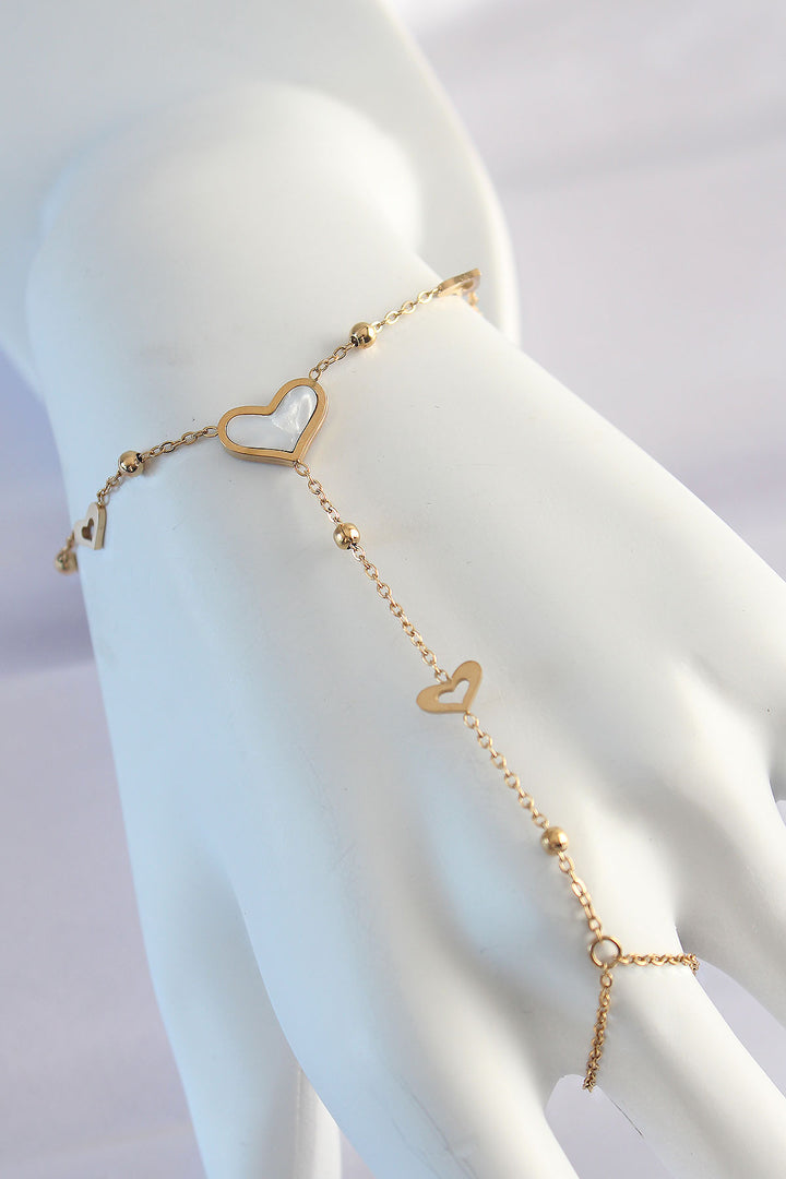 EBJ 316L Steel Gold Color Marble Patterned Heart Design Şahmeran - San Remo