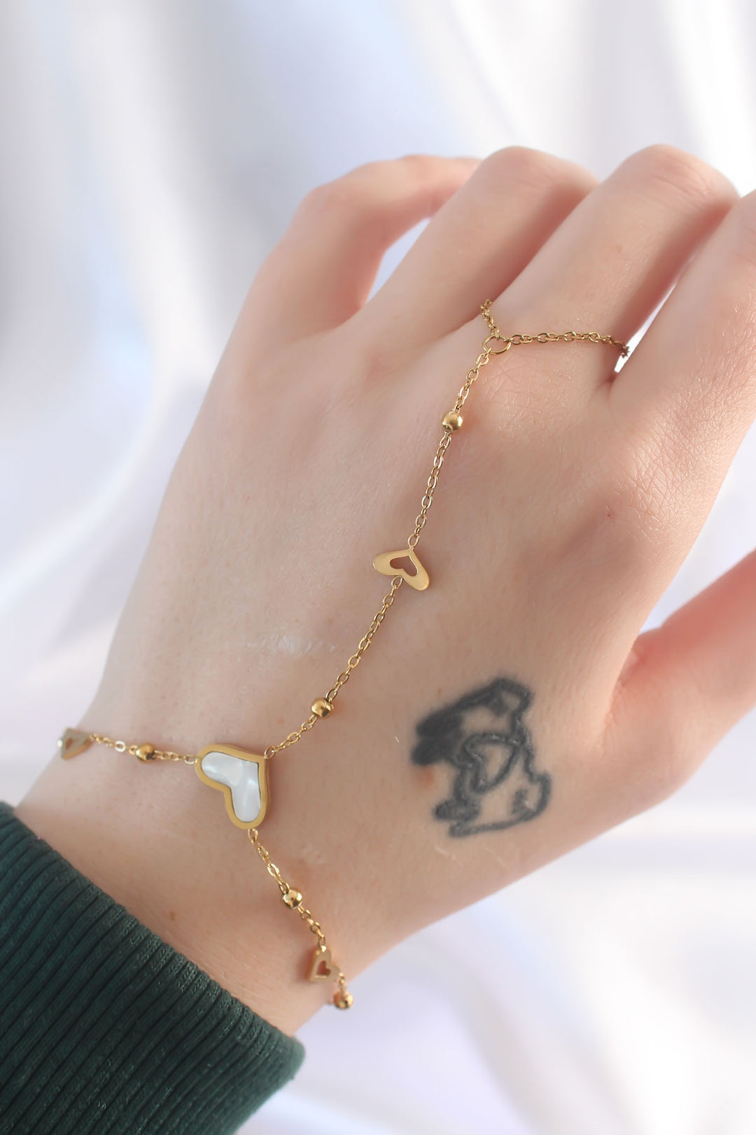 EBJ 316L Steel Gold Color Marble Patterned Heart Design Şahmeran - San Remo