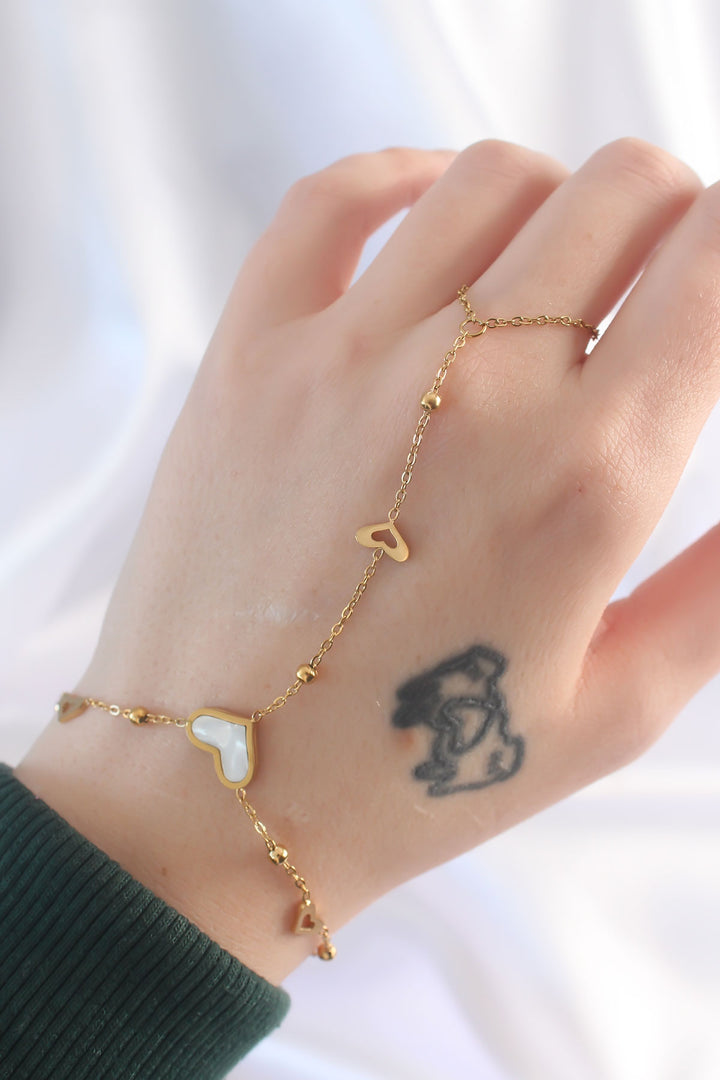 EBJ 316L Steel Gold Color Marble Patterned Heart Design Şahmeran - San Remo