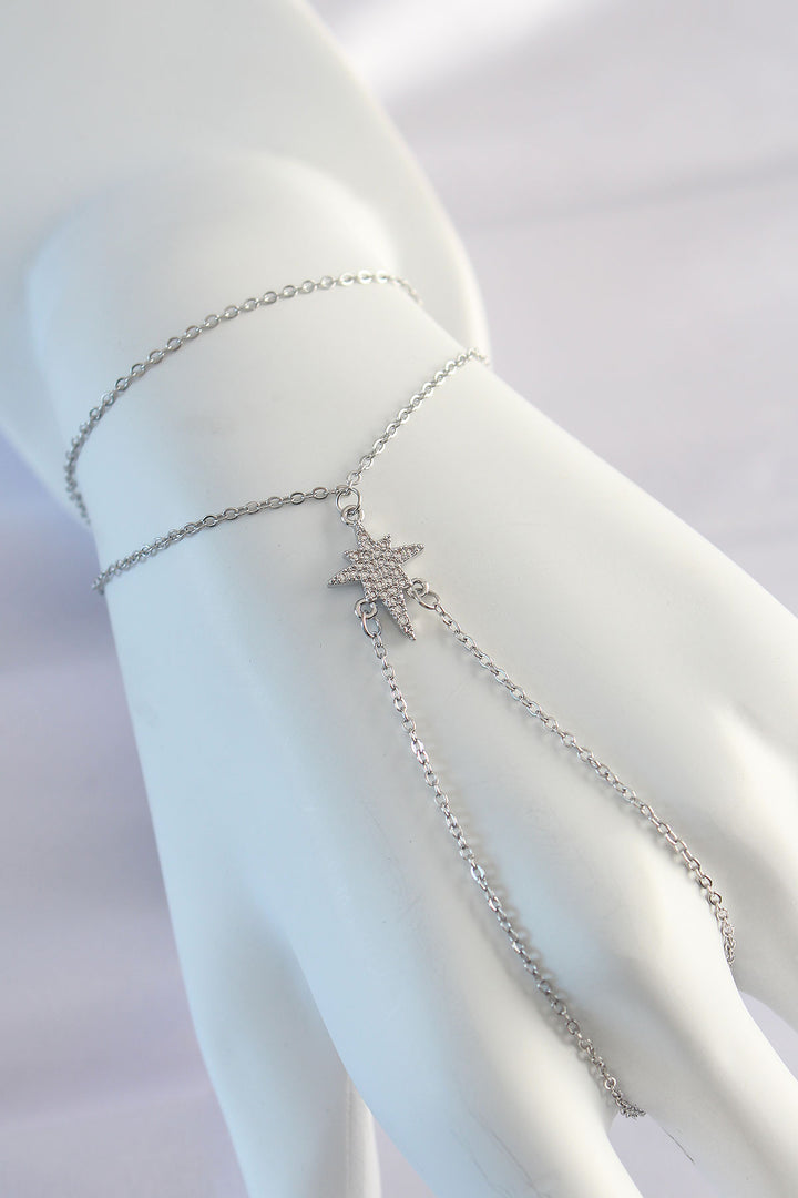 EBJ 316L Stainless Steel Silver Color Zircon Stone Pole Star Designed Şahmeran - Nola