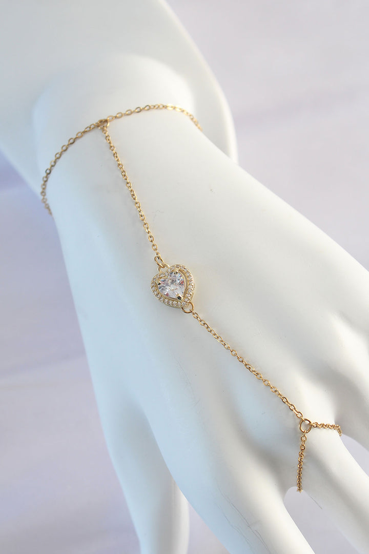 EBJ 316L Steel Gold Color Zircon Stone Heart Design Şahmeran - Huntersville