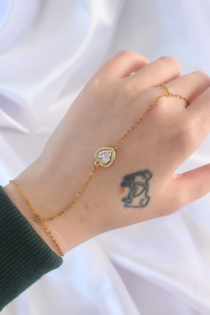 EBJ 316L Steel Gold Color Zircon Stone Heart Design Şahmeran - Huntersville