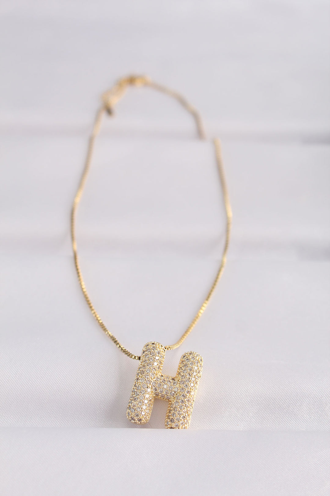 EBJ 316L Steel Chain with Zircon Stone H Initial Gold Color Bubble Necklace - Timişoara