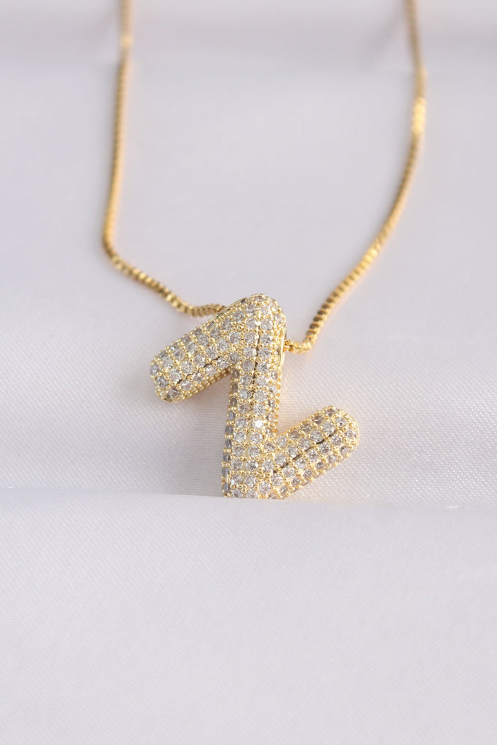 EBJ 316L Steel Chain with Zircon Stone Z Initial Gold Color Bubble Necklace - Barneveld