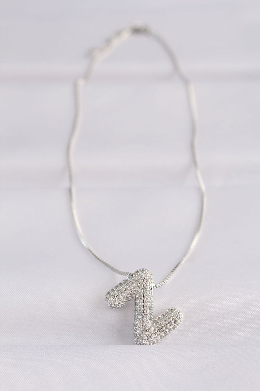 EBJ 316L Steel Chain with Zircon Stone Z Initial Silver Color Bubble Necklace - Calexico