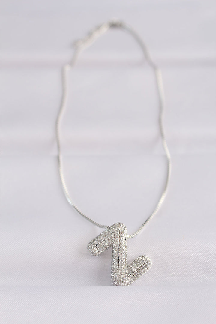 EBJ 316L Steel Chain with Zircon Stone Z Initial Silver Color Bubble Necklace - Calexico