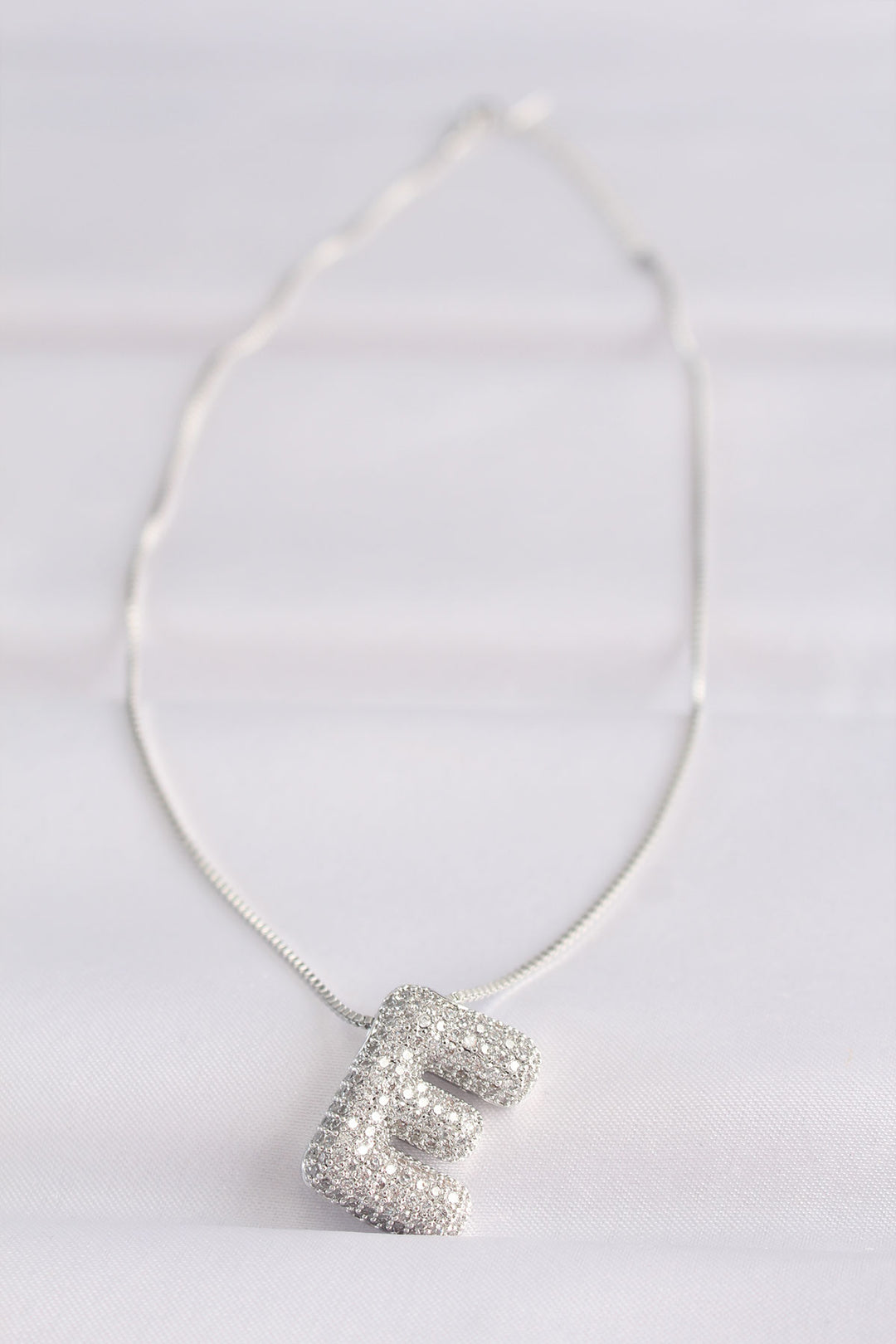 EBJ 316L Steel Chain with Zircon Stone Letter E Silver Color Bubble Necklace - Avilés