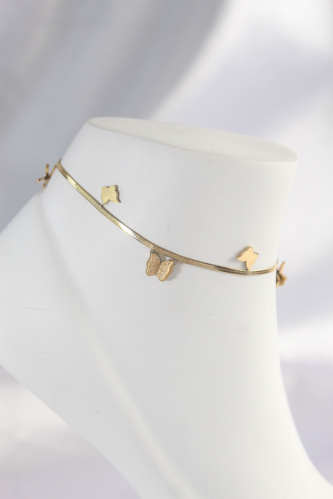 EBJ 316L Stainless Steel Gold Color Minimal Butterfly Anklet - Charlottetown
