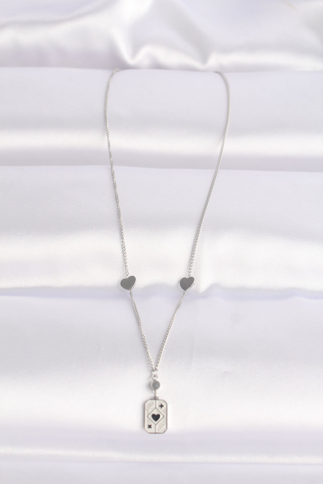 EBJ 316L Stainless Steel Chain Silver Color Heart Detail Good Luck Written Necklace - Pärnu