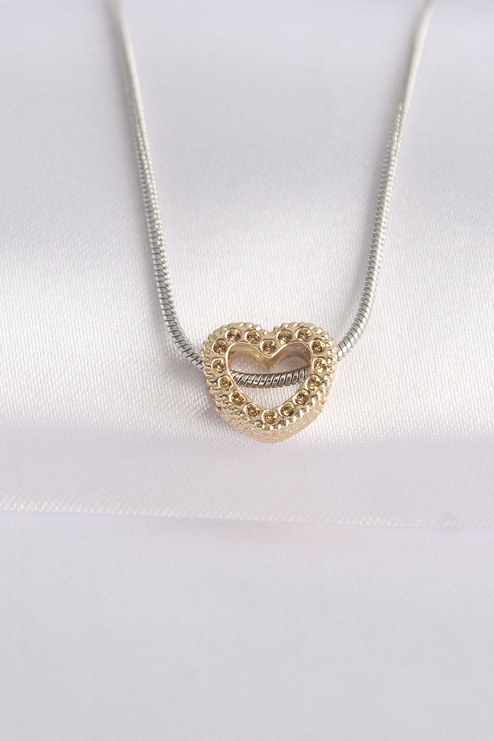 EBJ 316L Stainless Steel Necklace Silver Color Chain Gold Color Heart Design Necklace - Fitchburg