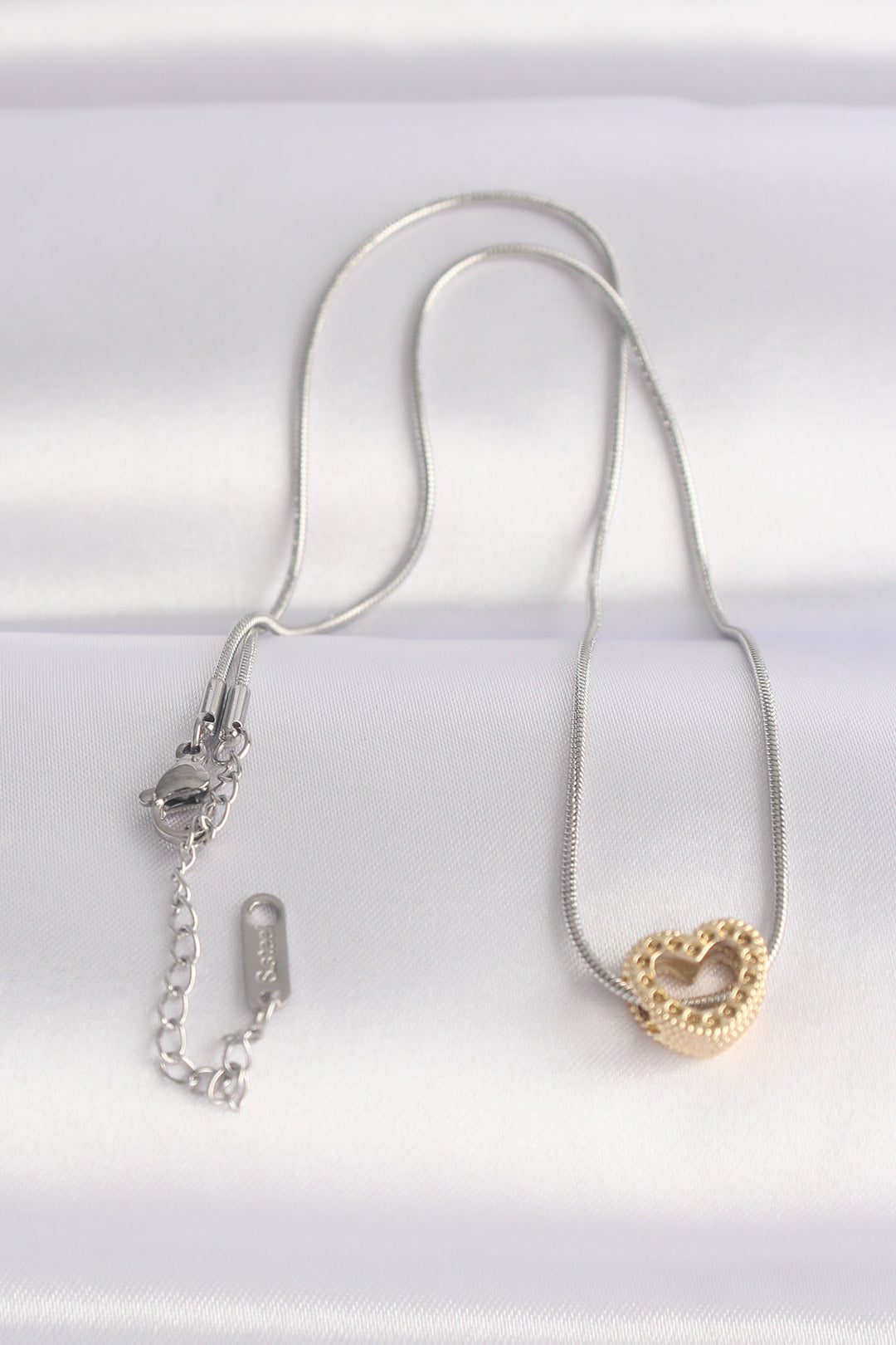 EBJ 316L Stainless Steel Necklace Silver Color Chain Gold Color Heart Design Necklace - Fitchburg